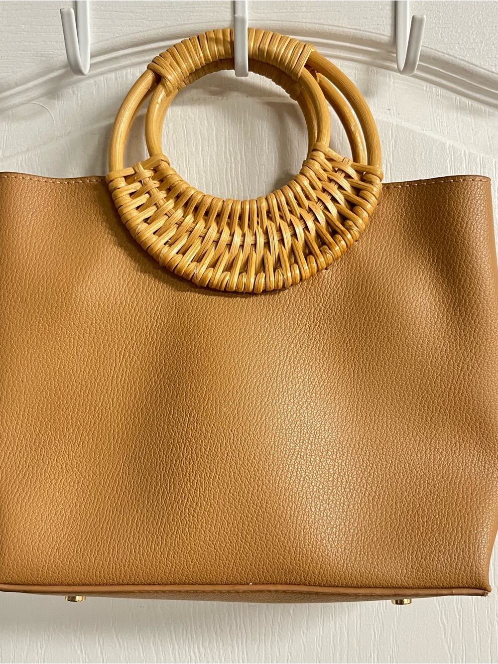 Antik Kraft Woven Round Handle Tan Bag
